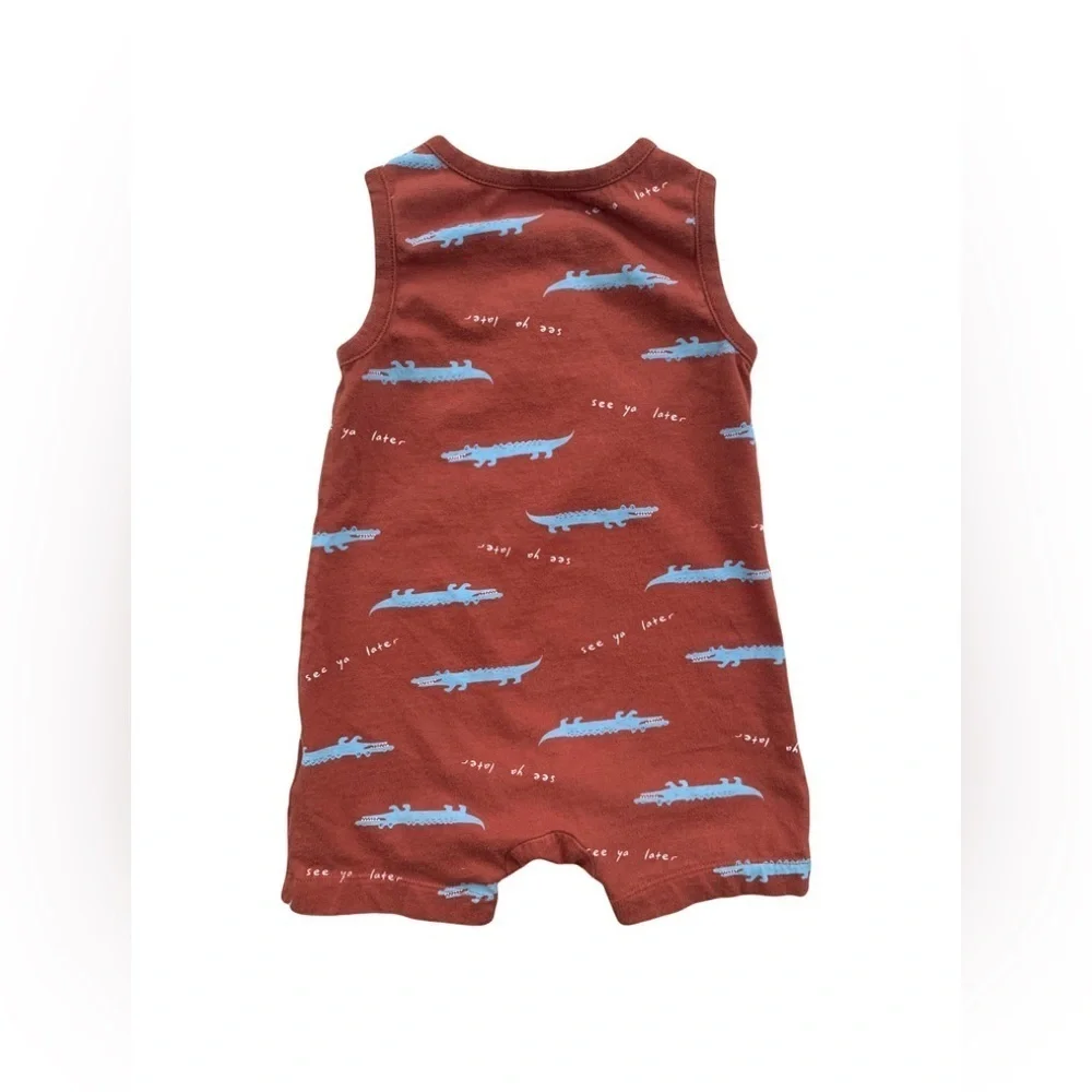 Old Navy Size 18-24 Months Alligator Print Henley Shortall Romper
